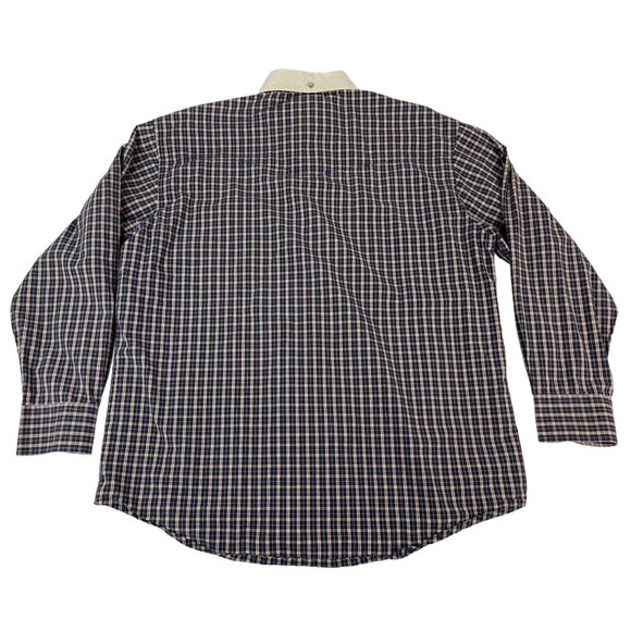 Wrangler PBR Men's Long Sleeve Rodeo Shirt Blue Red Cream Western No Size Tag - Picture 2 of 6